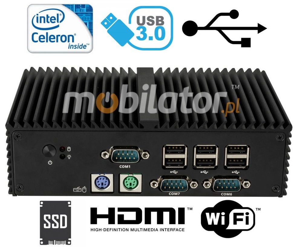 Komputer Przemysowy Bezwentylatorowy MiniPC mBOX Q190X - PS/2 SSD WiFi